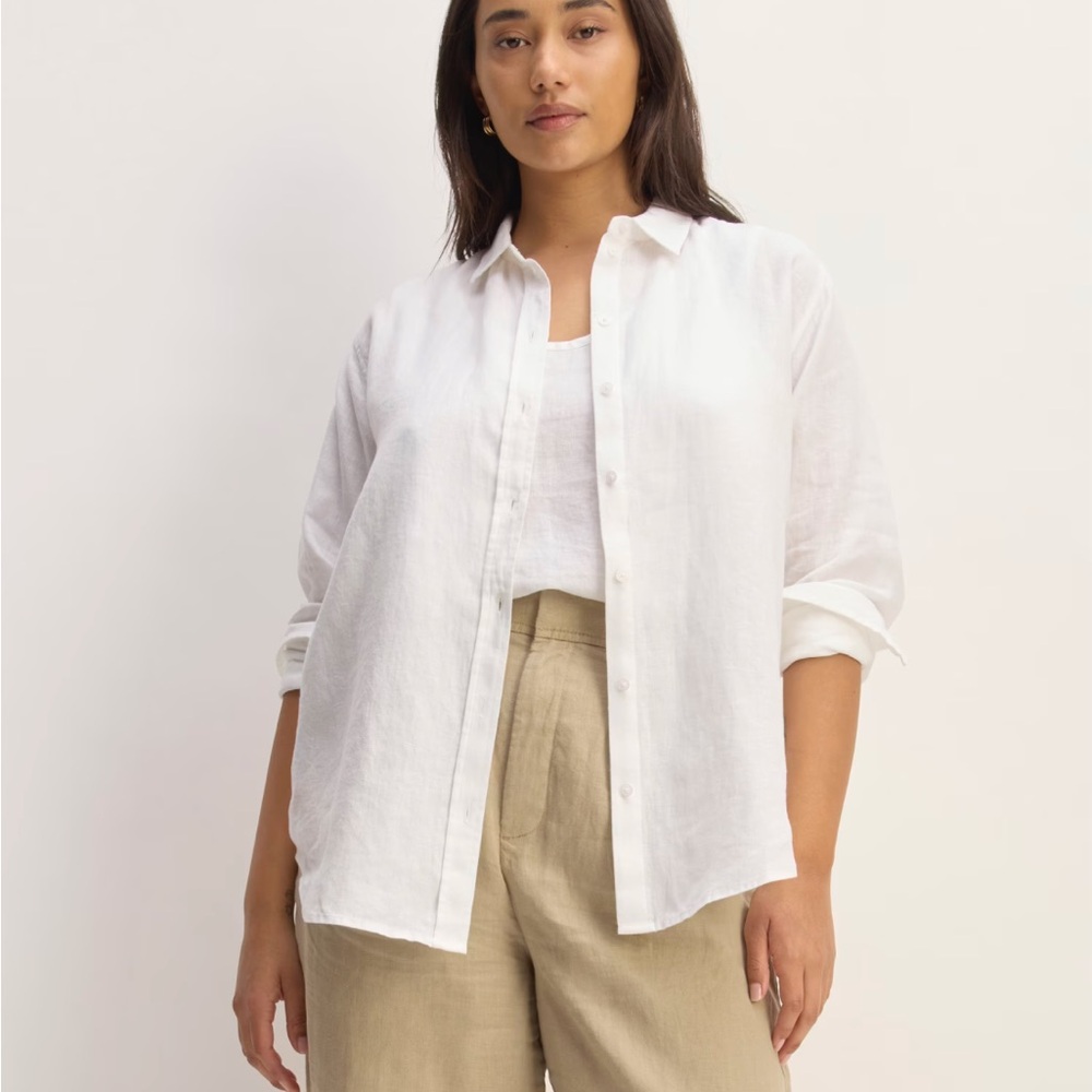 Everlane White Linen Button-Up Shirt